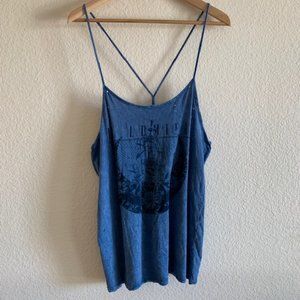 Forever 21 Blue La Lumiere Distressed Tank Top